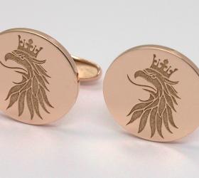 cufflinks engraved with a drawing